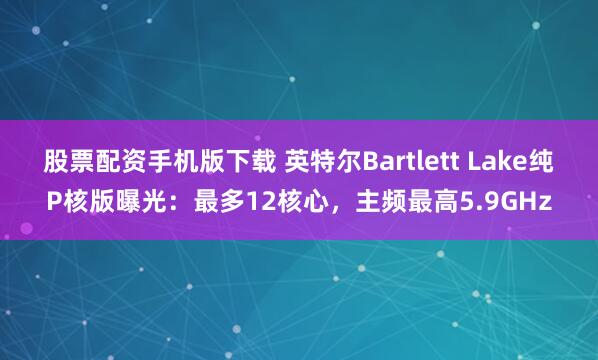 股票配资手机版下载 英特尔Bartlett Lake纯P核版曝光：最多12核心，主频最高5.9GHz